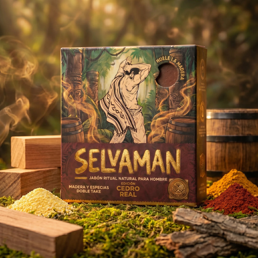 Selvaman Cedro Real — jabón ritual masculino con cedro, especias y roble ahumado