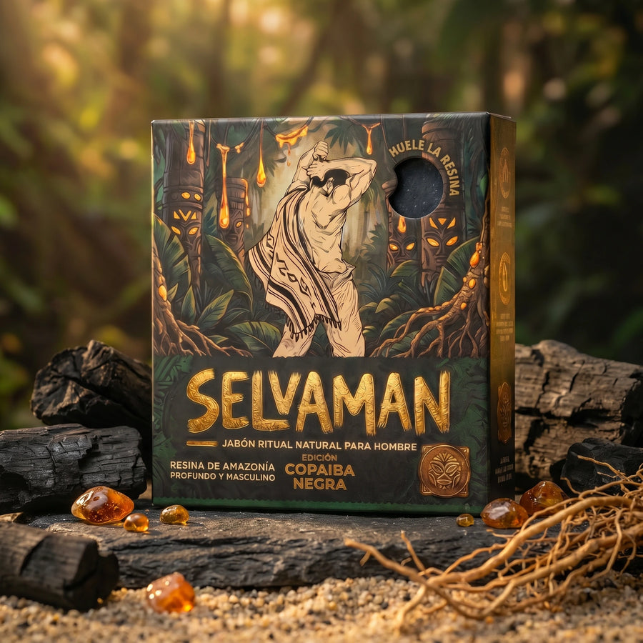 Selvaman Copaiba Negra — jabón ritual natural con resina de copaiba, pino y vetiver